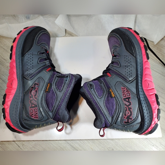 Hoka Women's One One Tor Tech Gray Black Pink Purple Hiking Shoes Size 9 - Picture 7 of 12